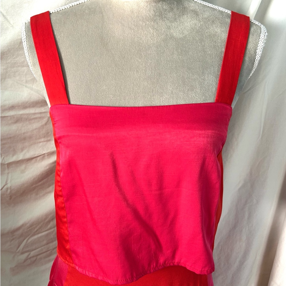 Petal & Pup Pink, Orange Colorblock Crop Top & Maxi Hi-Lo Skirt Set, Size 8 - Picture 2 of 16